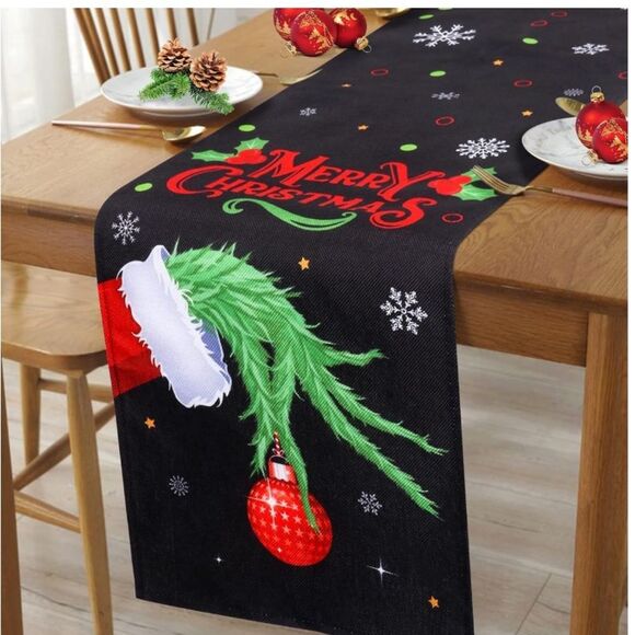 Festive Black Christmas Table Runner - Picture 1 of 6